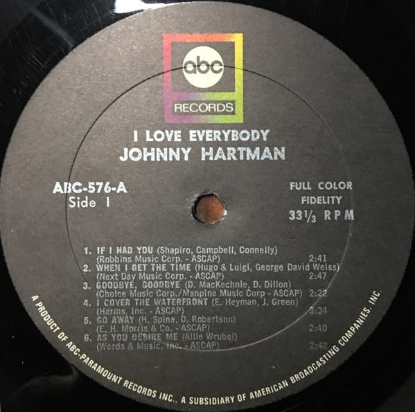 Hartman, Johnny - I Love Everybody (Vinyl, VG) (Vinyl LP)