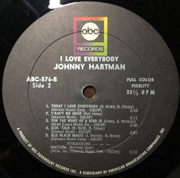 Hartman, Johnny - I Love Everybody (Vinyl, VG) (Vinyl LP)