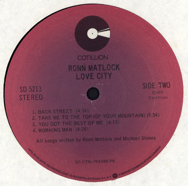 Matlock, Ronn - Love City (VG) (Vinyl LP)