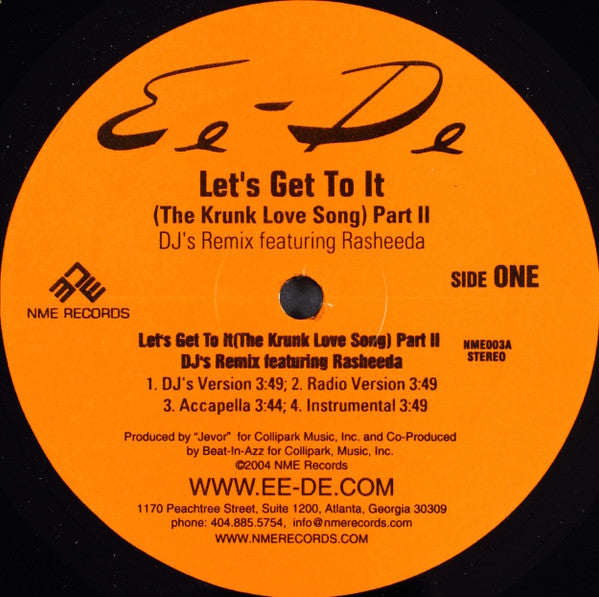 Ee-De - Let's Get To It (The Krunk Love Song) Part II (DJ's Remix) (NM or M-) (Vinyl LP)
