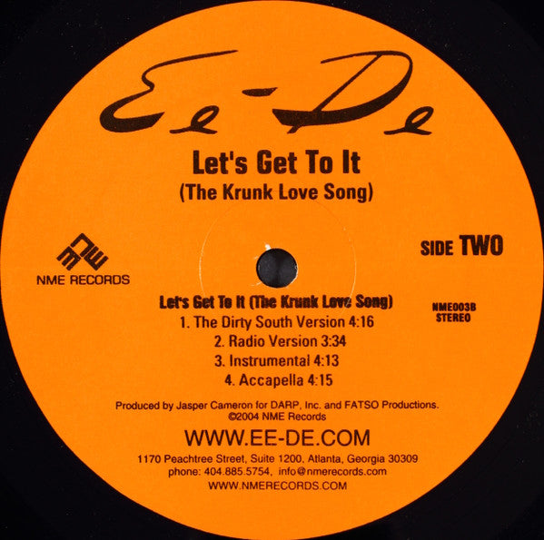 Ee-De - Let's Get To It (The Krunk Love Song) Part II (DJ's Remix) (NM or M-) (Vinyl LP)