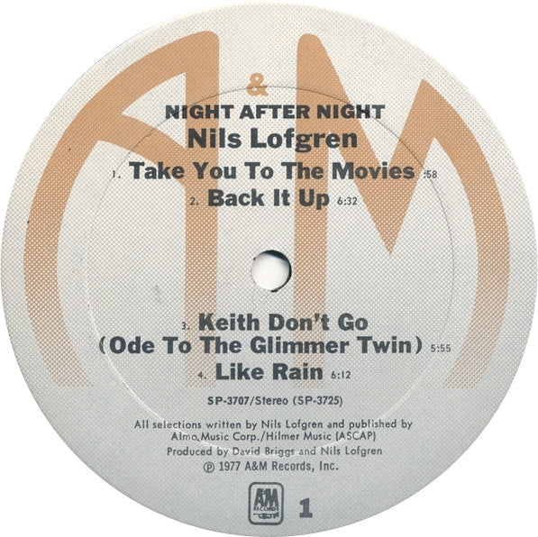 Lofgren, Nils - Night After Night (VG+) (Vinyl LP)
