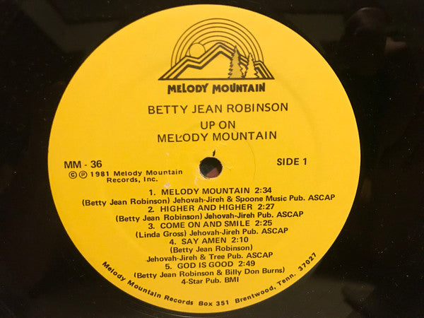 Robinson, Betty Jean - Up On Melody Mountain (Vinyl, VG+) (Vinyl LP)