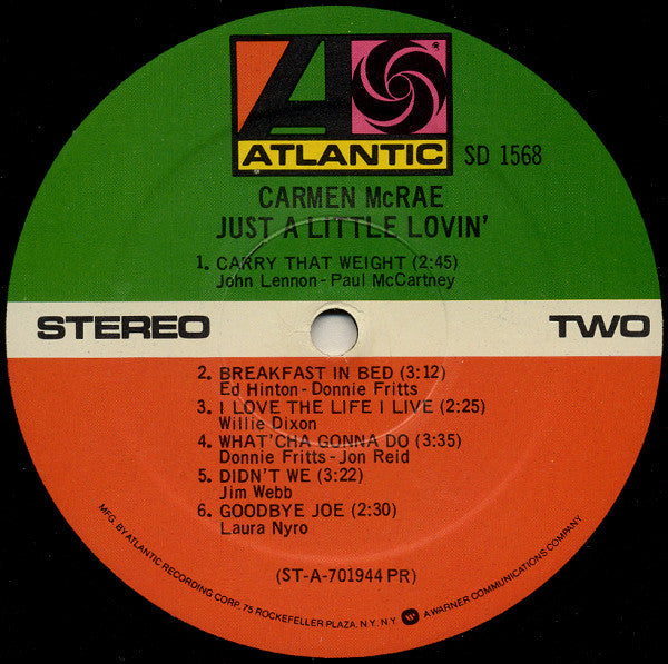 McRae, Carmen - Just A Little Lovin' (VG) (Vinyl LP)