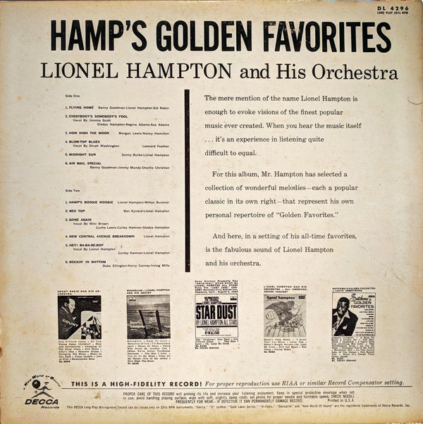 Hampton, Lionel And His Orchestra - Hamp's Golden Favorites (VG+) (Vinyl LP)