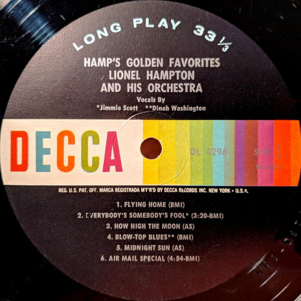 Hampton, Lionel And His Orchestra - Hamp's Golden Favorites (VG+) (Vinyl LP)