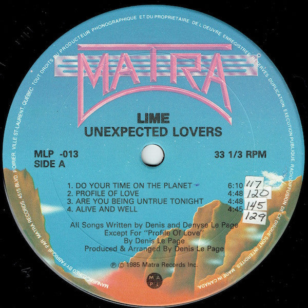 Lime  - Unexpected Lovers (NM or M-) (Vinyl LP)