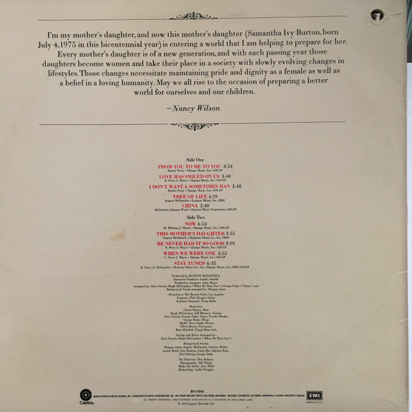Wilson, Nancy - This Mother's Daughter (G+) (Vinyl LP)