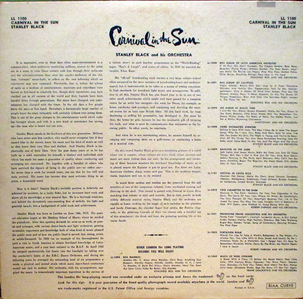 Black, Stanley And His Orchestra - Carnival In The Sun (VG+) (Vinyl LP)