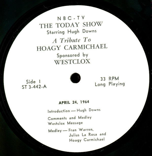 Downs, Hugh With Hoagy Carmichael, Julius La Rosa, Fran Warren - A Tribute To Hoagy Carmichael (VG+) (Vinyl LP)