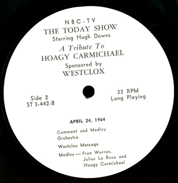 Downs, Hugh With Hoagy Carmichael, Julius La Rosa, Fran Warren - A Tribute To Hoagy Carmichael (VG+) (Vinyl LP)