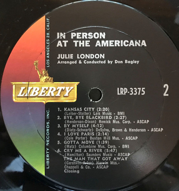 London, Julie - In Person At The Americana (VG+) (Vinyl LP)