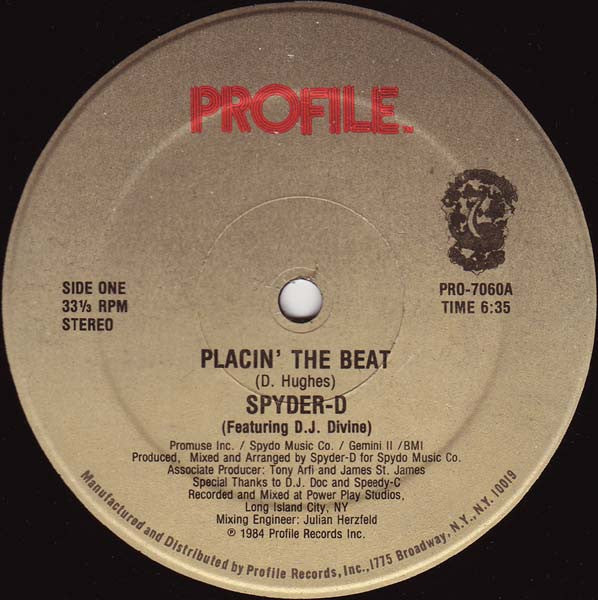 Spyder-D Featuring D.J. Divine - Placin' The Beat (VG) (Vinyl LP)