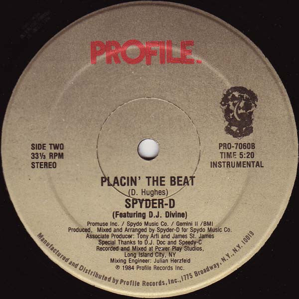 Spyder-D Featuring D.J. Divine - Placin' The Beat (VG) (Vinyl LP)