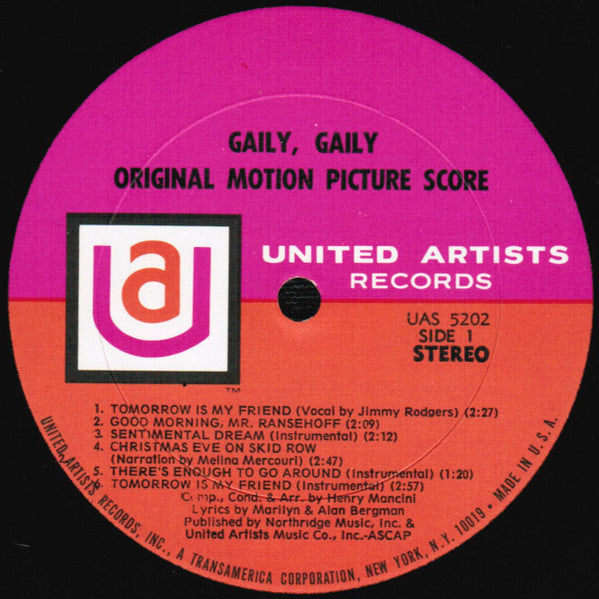 Gaily, Gaily (The Original Motion Picture Score) (VG+) (Vinyl LP)