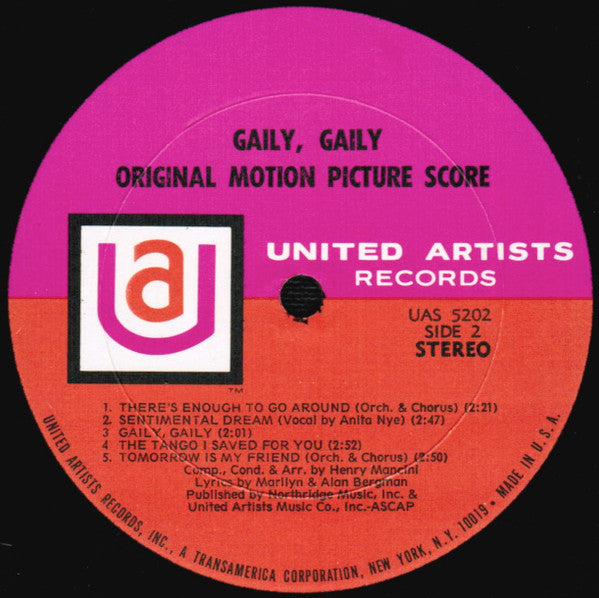Gaily, Gaily (The Original Motion Picture Score) (VG+) (Vinyl LP)
