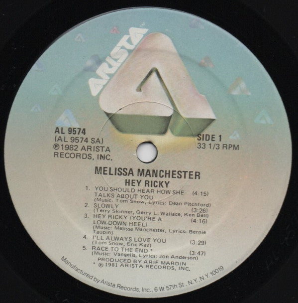 Manchester, Melissa - Hey Ricky (VG+) (Vinyl LP)