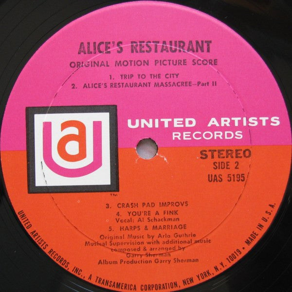 Guthrie, Arlo, Garry Sherman - Alice's Restaurant (Original Motion Picture Score) (VG) (Vinyl LP)
