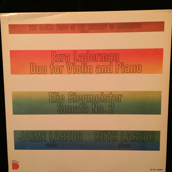 Laderman, Ezra / Elie Siegmeister - Jaime Laredo, Ruth Laredo - Duo For Violin And Piano / Sonata No. 2 (VG+) (Vinyl LP)