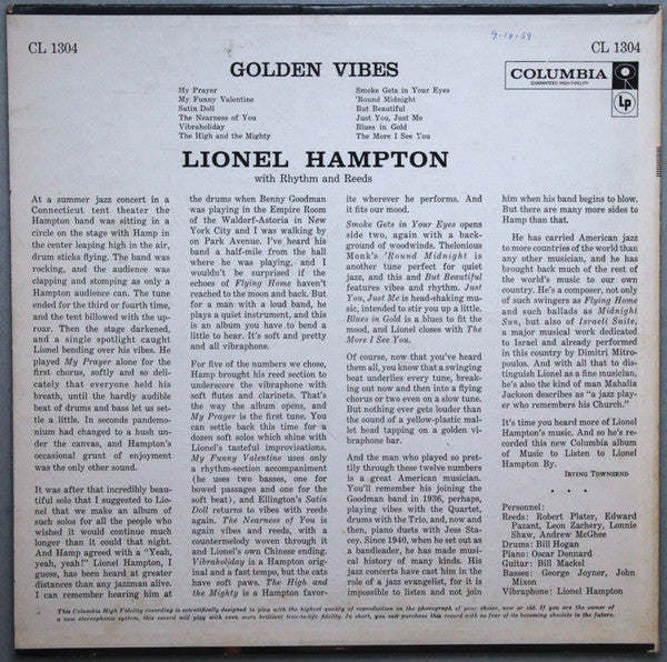 Hampton , Lionel - Golden Vibes (Vinyl, VG+) (Vinyl LP)
