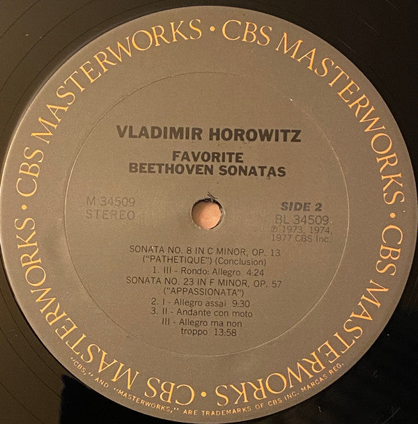 Horowitz, Beethoven - Favorite Beethoven Sonatas (Vinyl, VG+) (Vinyl LP)
