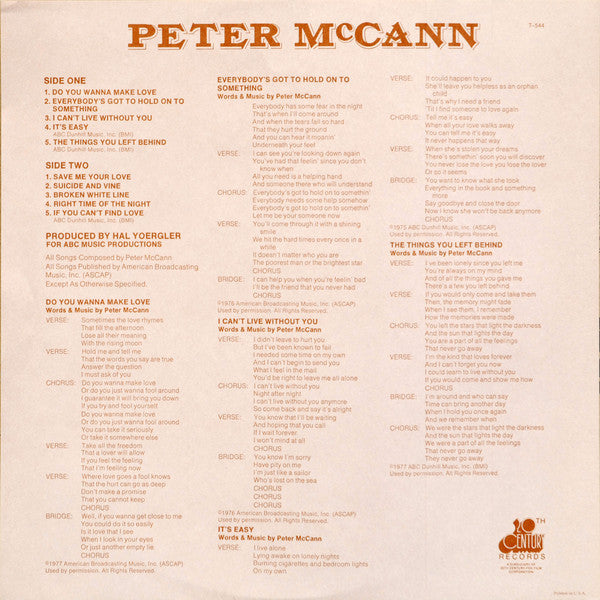 McCann, Peter - Peter McCann (NM or M-) (Vinyl LP)