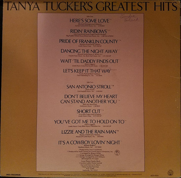 Tucker, Tanya - Tanya Tucker's Greatest Hits (VG) (Vinyl LP)