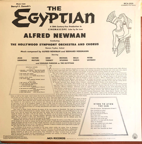 The Egyptian Soundtrack - Newman, Alfred / Bernard Herrmann (VG+) (Vinyl LP)