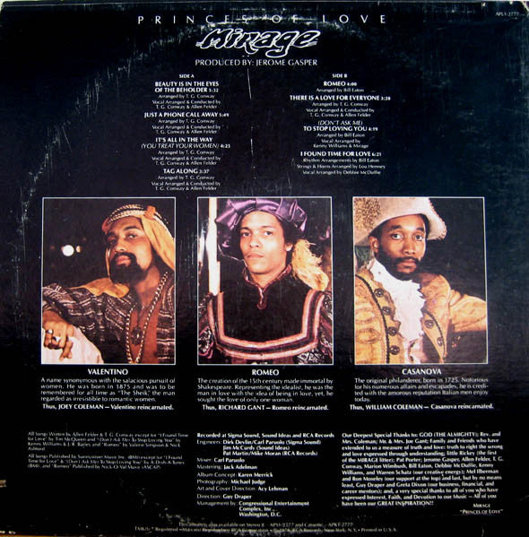 Mirage  - Princes Of Love (VG) (Vinyl LP)