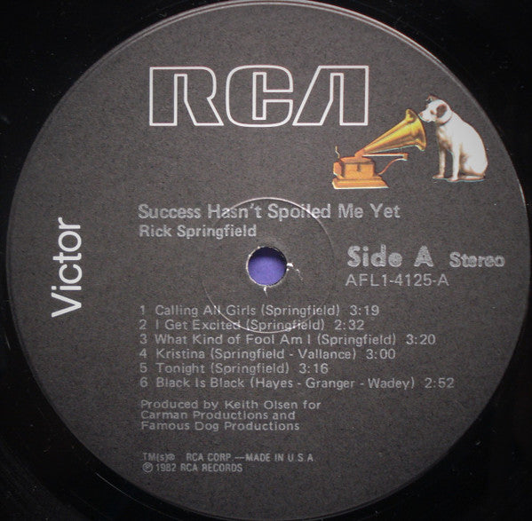 Springfield, Rick - Success Hasn't Spoiled Me Yet (VG+) (Vinyl LP)