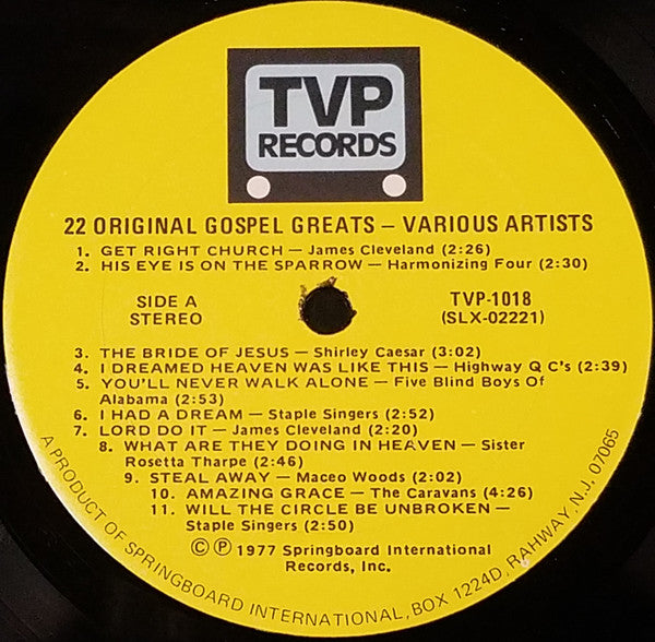 Various - 22 Original Gospel Greats (Vinyl, VG) (Vinyl LP)