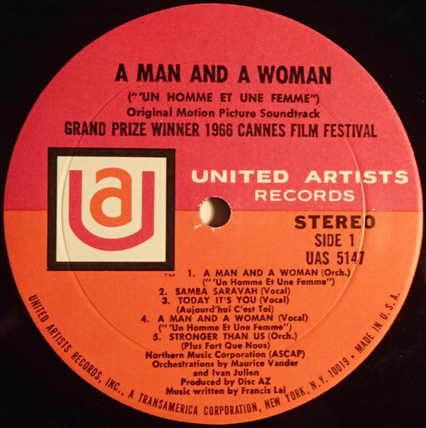 A Man And A Woman ("Un Homme Et Une Femme") Original Motion Picture Soundtrack Grand Prize Winner 1966 Cannes Film Festival (VG+) (Vinyl LP)