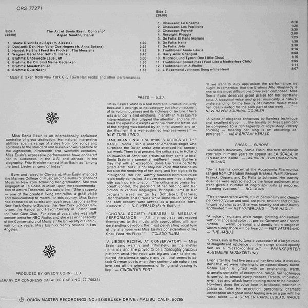 Essin, Sonia - The Art of Sonia Essin (VG) (Vinyl LP)