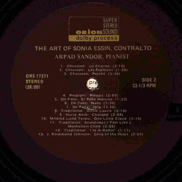 Essin, Sonia - The Art of Sonia Essin (VG) (Vinyl LP)