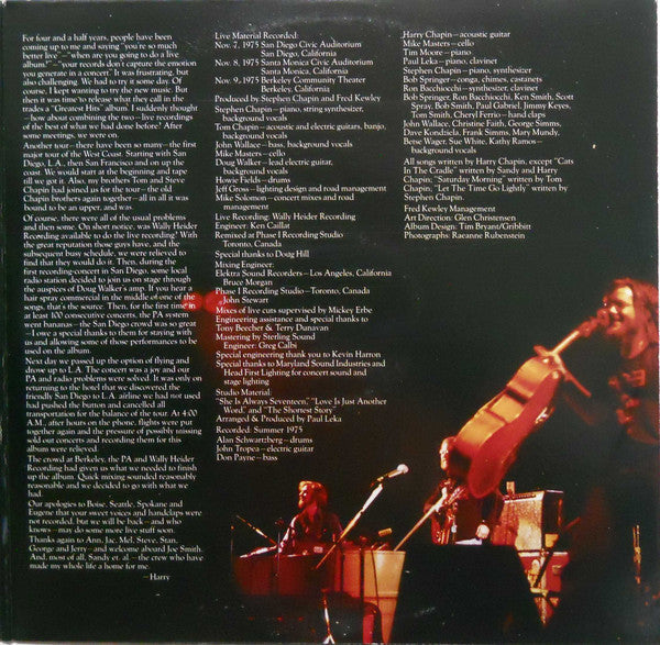 Chapin, Harry - Greatest Stories - Live (Vinyl, VG+) (Vinyl LP)