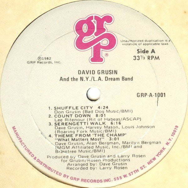 Grusin, Dave And The N.Y. / L.A. Dream Band - Dave Grusin And The N.Y. / L.A. Dream Band (VG+) (Vinyl LP)