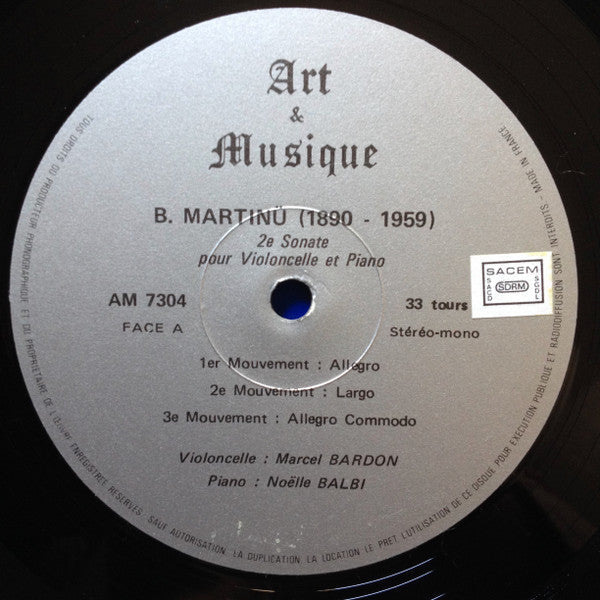 Bohuslav Martinu, Sergei Prokofiev, Marcel Bardon, Noelle Balbi - 2e Sonate Pour Violoncelle Et Piano - Sonate Op.119 Pour Violoncelle Et Piano (NM or M-) (Vinyl LP)
