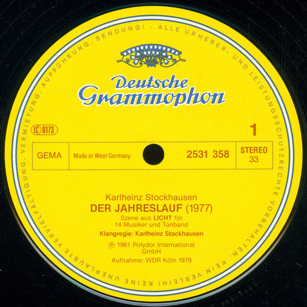Stockhausen, Karlheinz - Der Jahreslauf (NM or M-) (Vinyl LP)