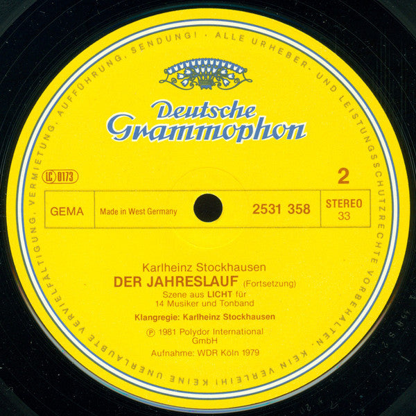 Stockhausen, Karlheinz - Der Jahreslauf (NM or M-) (Vinyl LP)