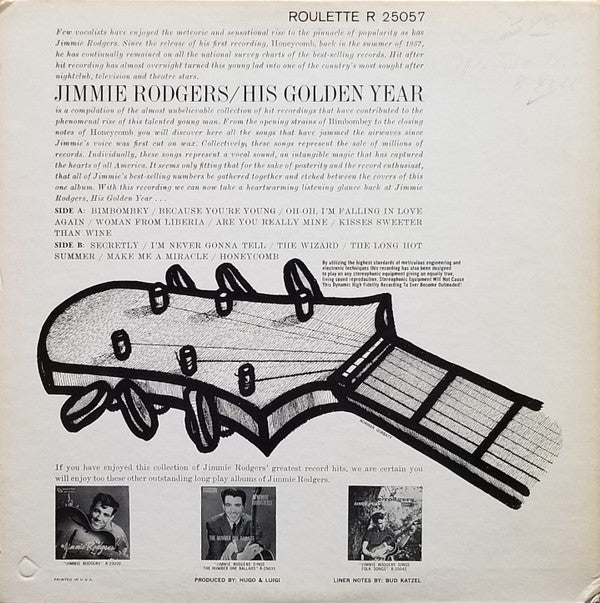 Rodgers, Jimmie . . . . . . Hugo Peretti Orchestra - His Golden Year (VG+) (Vinyl LP)
