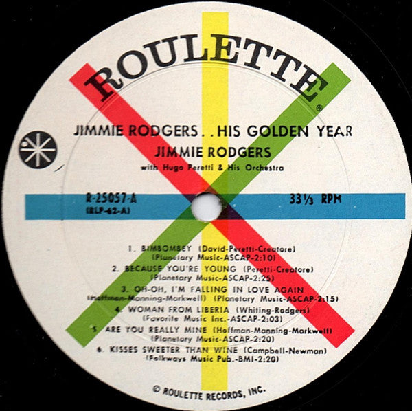Rodgers, Jimmie . . . . . . Hugo Peretti Orchestra - His Golden Year (VG+) (Vinyl LP)
