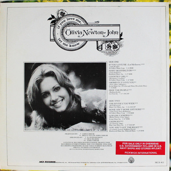 Newton-John, Olivia - If You Love Me, Let Me Know (VG+) (Vinyl LP)