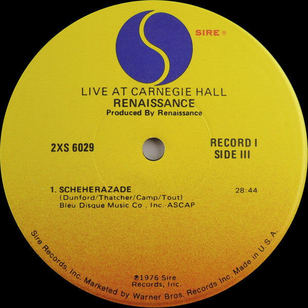 Renaissance  - Live At Carnegie Hall (VG+) (Vinyl LP)