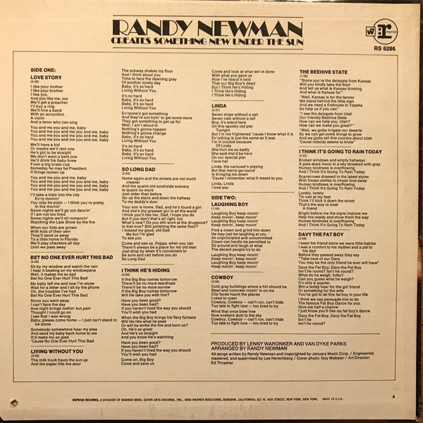 Newman, Randy - Randy Newman (VG+) (Vinyl LP)
