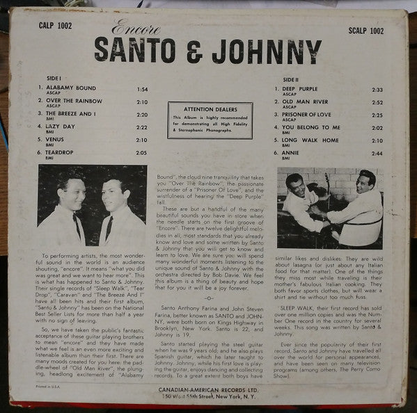 Santo & Johnny - Encore (VG) (Vinyl LP)