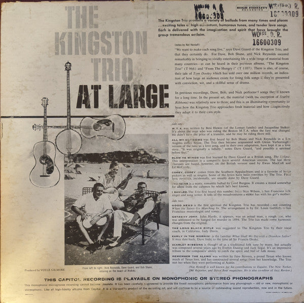 Kingston Trio - At Large (VG) (Vinyl LP)