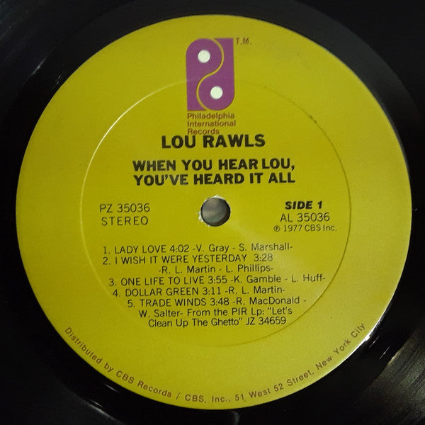 Rawls, Lou - When You Hear Lou, You've Heard It All (VG+) (Vinyl LP)