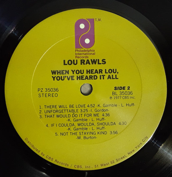 Rawls, Lou - When You Hear Lou, You've Heard It All (VG+) (Vinyl LP)