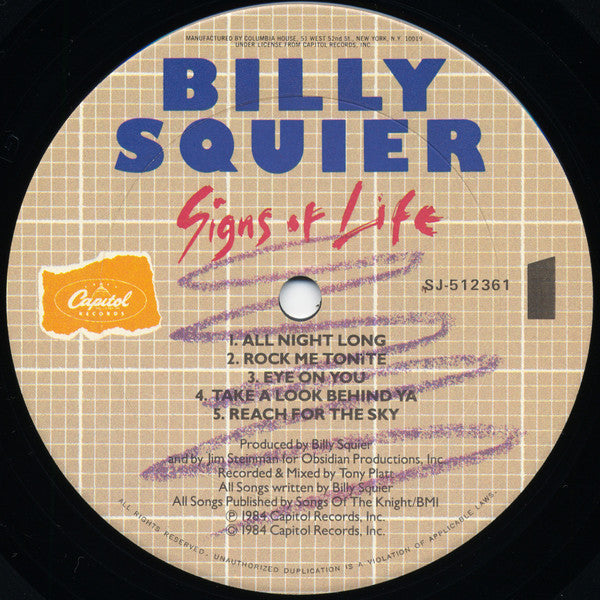 Squier, Billy - Signs Of Life (Vinyl, VG+) (Vinyl LP)