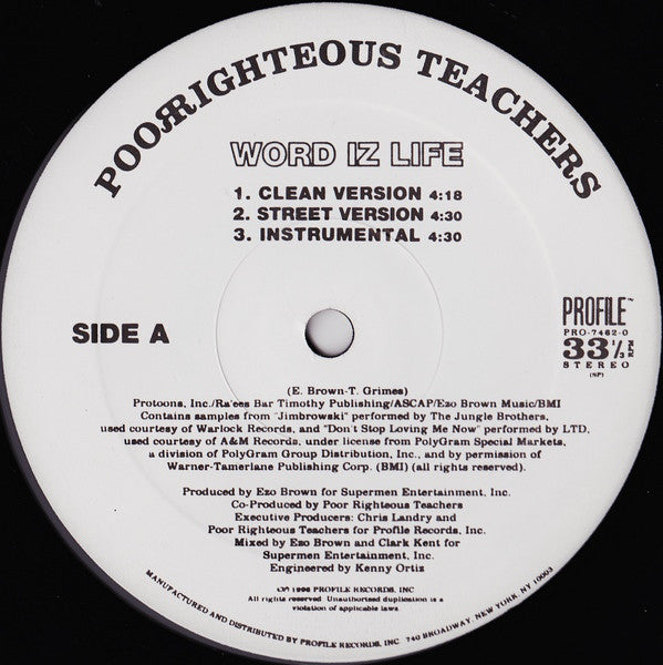 Poor Righteous Teachers - Word Iz Life / Dreadful Day (VG) (Vinyl LP)